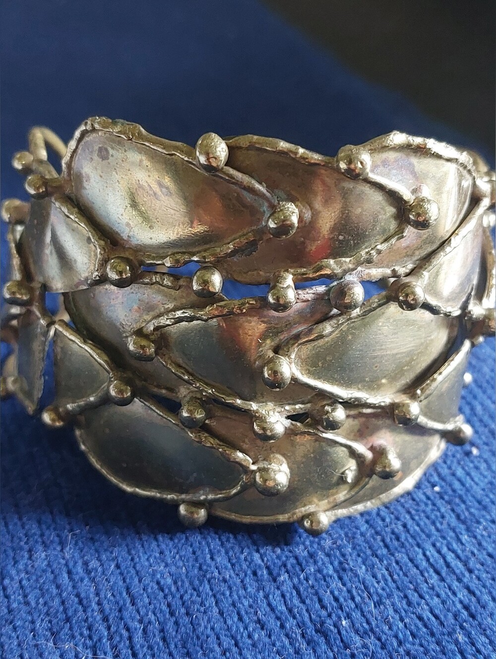 Vintage 1960s Brutalist Artisan Brass Cuff Bracelet - Studio Modernist (As-Is)